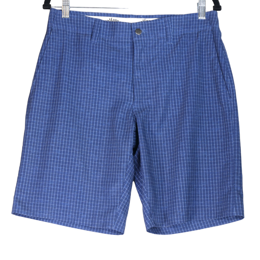 Callaway Shorts Mens Size 32 Blue Window Pane Plaid Golf Hike Active Stretch